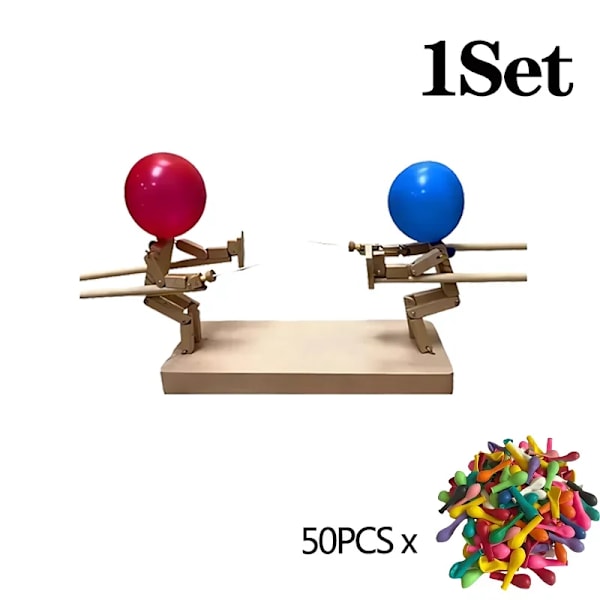 Ballong Bambu Man Slag Trä Robot Slag Spel för Två Familjssamling Fest Spel Bambu PK Puppet Set