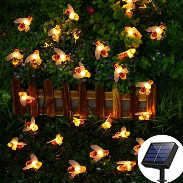 Vattentät Utomhus Söt Honey Bee LED Fairy String Lights Solar bi light  Jul Garland Lights