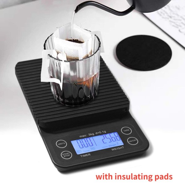 Bärbar Elektronisk Våg Dropp Kaffe Hög Precision Timing Hem Kök Våg LED Display