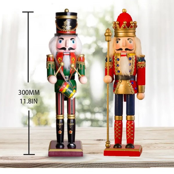 Jul Nøddeknækker Hånd malet Træ Konge Trommeslager Soldat Dukke Håndværk Jule Dekoration