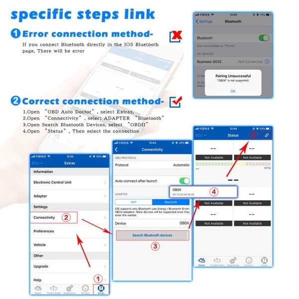 Bluetooth 5.0 OBD2 Skanner ELM 327 V1 5 OBDII Auto Bil Diagnostik Verktyg