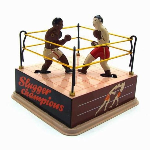 Klassisk vintage plåt leksak boxning ring brottning boxare med vinda nyckel vuxna nyhet retro stil gåva