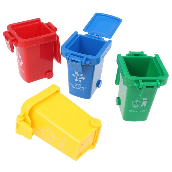 4 stk sæt mini affaldsspand legetøj affald lastbil dåser kanten køretøj spand legetøj