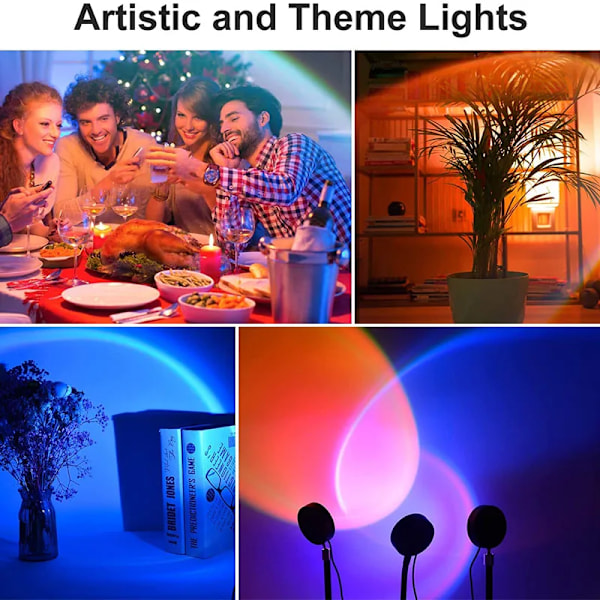 Solnedgång Projektor Lampa Regnbåge Atmosfär Natt Ljus Solnedgång Ljus För sovrum Rum Inredning Inredning Bakgrund Vägg Bord Lampa