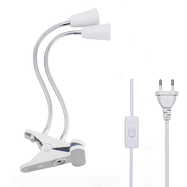 360 grader Fleksibel Skrivebord Lampe Holder E27 Base Lys Socket Svanehals Clip-On Kabel Med On Off Switch
