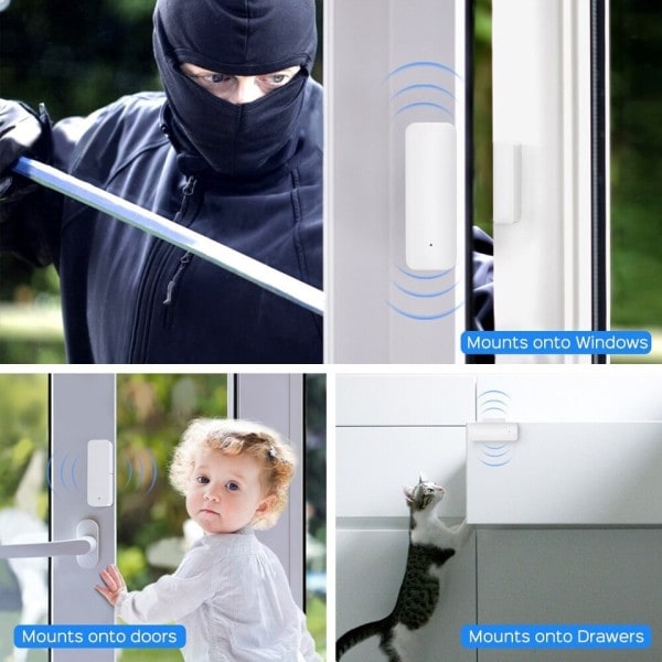 Tuya WiFi Fönster Dörr Sensor Dörr Öppen Stängd Magnetisk Detektor Hem Säkerhet Skydd