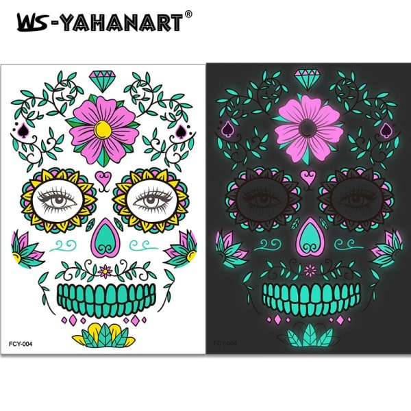 Ansiktsbehandling tatuering dekal  Bicolor luminescens  Vatten till papper  Vuxna och barn  Halloween påsk jul  Rave fest