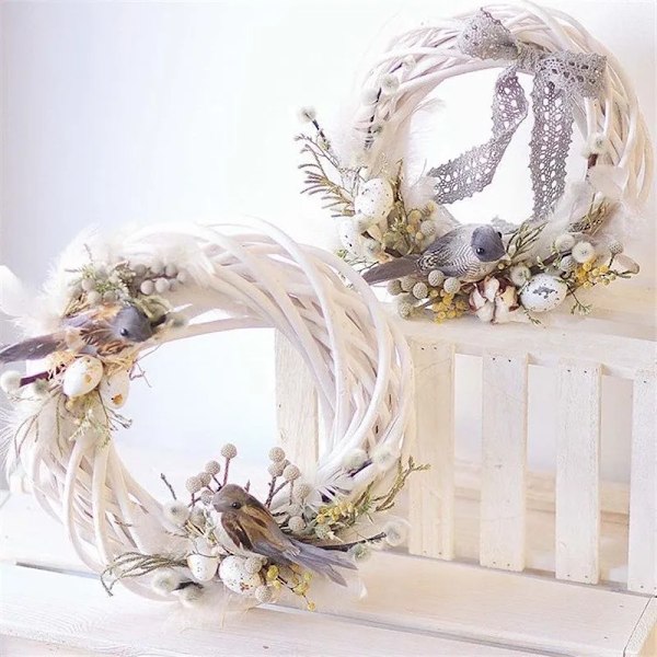 Hvit Garland Flettet Rund Design Jule Tre Rotting Krans  Ornament