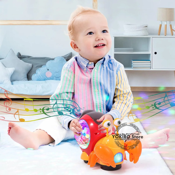 Crawling Krabba Bebis leksaker med musik LED Light Up Interactive Musical Toys