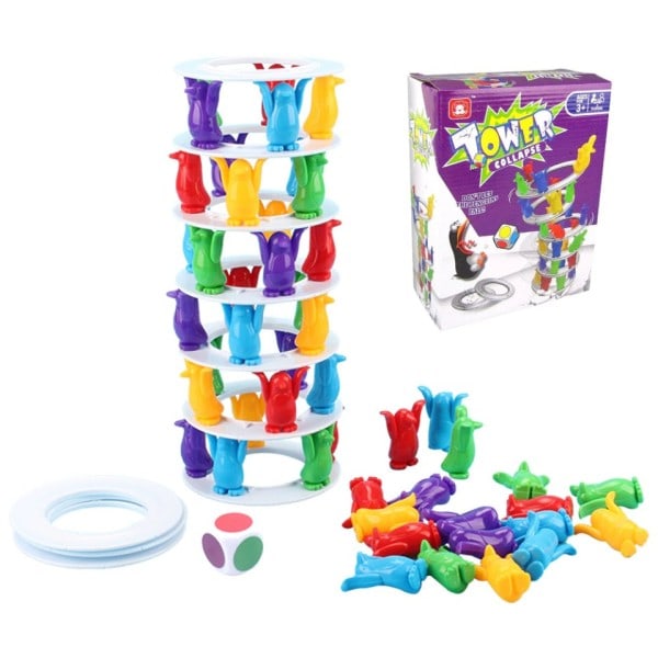 Børn Penguin Tower Collaps Balance Spil Legetøj Sjove Fest Spil Crazy Penguin Crash Tower