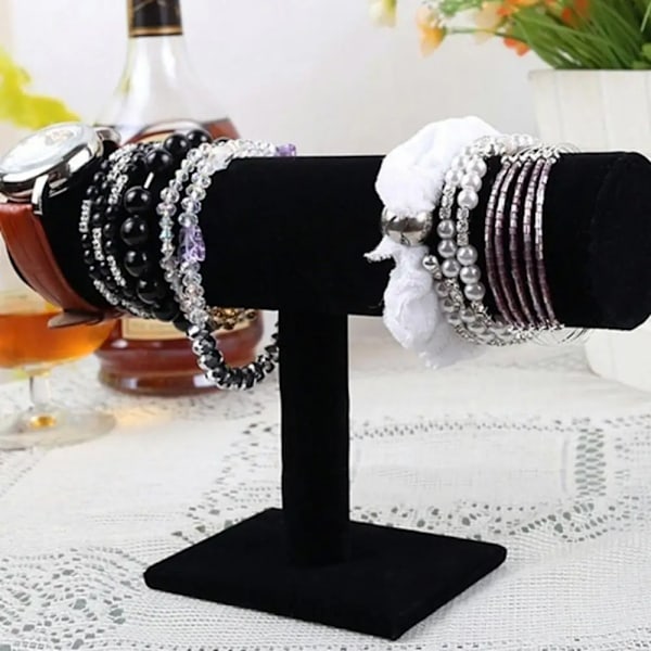 Enkelt lag Fløyel armbånd kjede klokke t-bar stativ smykker hard display stativ holder smykker arrangør