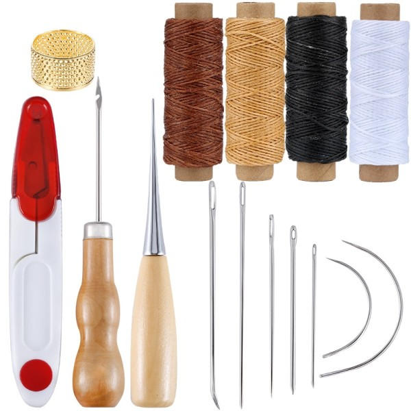 Professionellt Läder Hantverk Verktyg Kit Hand Sömnad Söm Punch Carving Arbete Sadel Set Tillbehör
