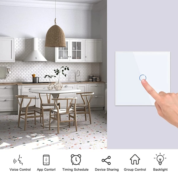 Tuya Wifi EU Smart Switcher 4 Gang Touch Light Switch