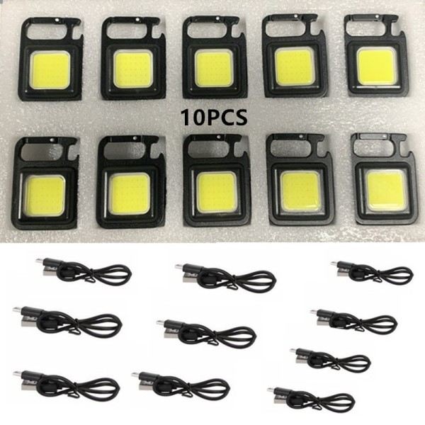 10 kpl mini LED 1800LM taskulamppu avaimenperä monitoimi kannettava COB Camping lamput