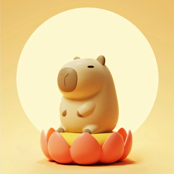 Söt Tecknad Capybara Silicon Natt Ljus USB Uppladdningsbar Timing Dimming Sömn Natt Lampa