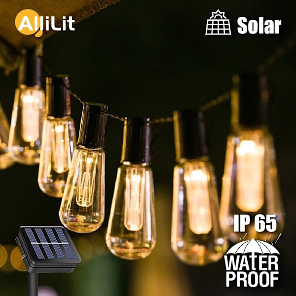 Ulkokäyttöön Aurinkoenergia Järjet Valot LED IP65 Vedenpitävä Edison Lamppu Retro Vintage Joulu Seppele Puutarha Juhla Sisustus Keiju lamppu