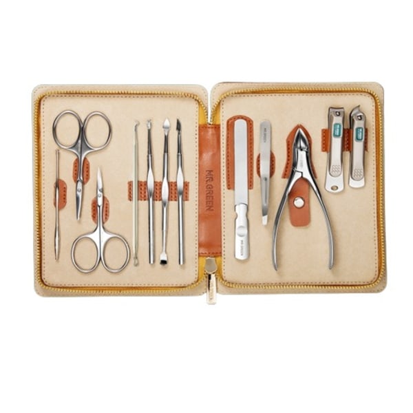 Manicure Set 12 I 1 Fuld Function Kit Professionelt Rustfrit Stål Pedicure Sæt Med Læder Bærbart Etuiet