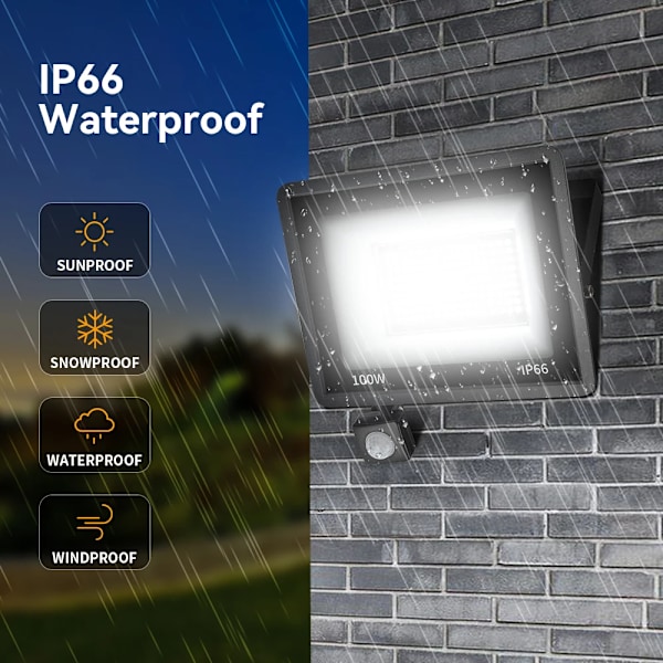 LED PIR Motion Sensor Floodlight Utomhus Vägg Ljus Vit Ljus