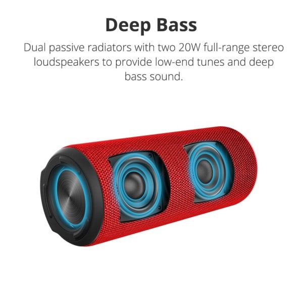 T6 Plus Bluetooth Högtalare 40W Bärbar Högtalare Deep Bass Soundbar med IPX6 Vattentät