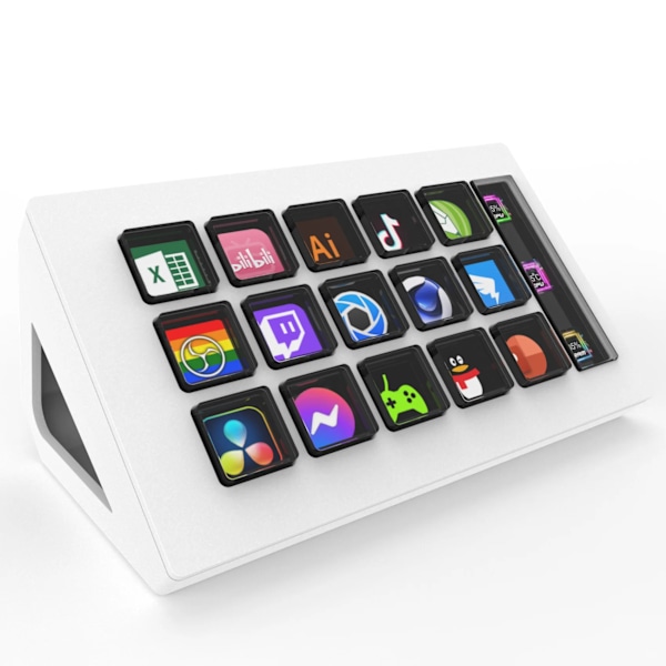 Visual Tangentbord LCD Knapp 15 Keys Live Content Creation Controller Custom Knapp För Windows/MacOS/Android/iOS