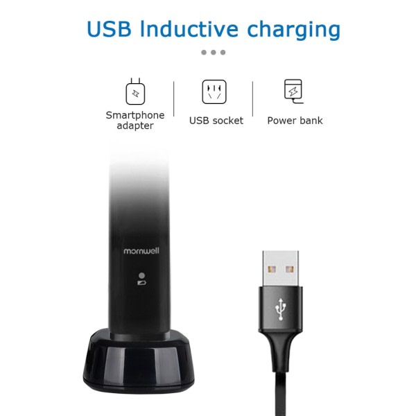 Elektrisk tannbørste voksen timer børste 3 modus USB lader oppladbar tann børster