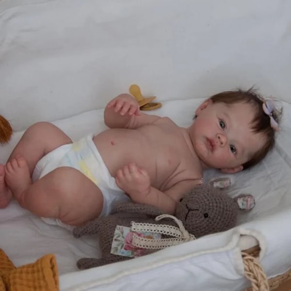 45cm Koko vartalo Silikoni Viini Niitty Bebe Reborn Girl Juuri Hiukset Käsintehty Elämällinen Realistinen Reborn nukke lelu