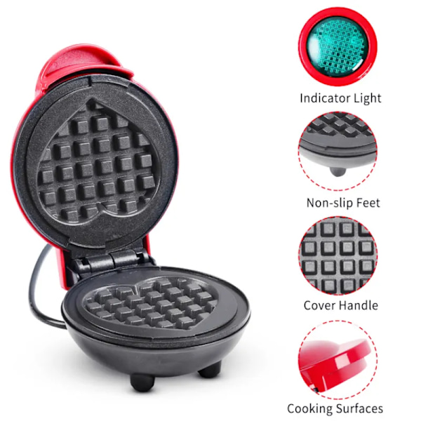 Mini Elektrisk Vafler Boble Egg kake Ovn Frokost Kjærlighet Hjerte Shaped Vaffel