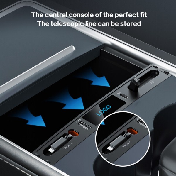 Bil USB lader Multi Port for Tesla