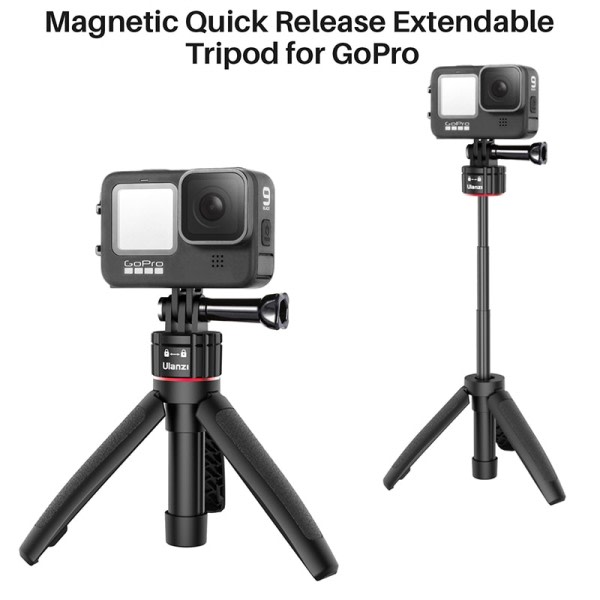 MT-09 Utvidbar Selfie Stick for GoPro Hero 11 10 9 8 7 6 Bærbar Vlog Stativ Mini Action Kamera Tilbehør