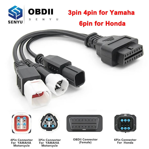 Han til hun 3pin 4pin til Yamaha 6pin for Honda to 16pin OBD 2 Forlænger kabel