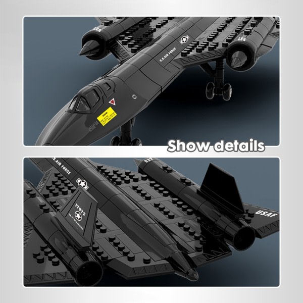 Air Force Blackbird Reconnaissance Flygplan Legering Modell Fighter Montering Byggnad Block Leksak