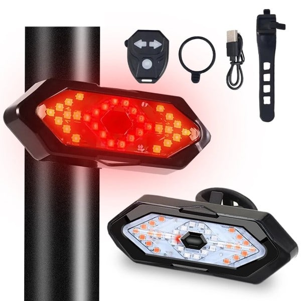 Cykel Vrid Signal Bakre Ljus Fjärrkontroll Cykel Ljus USB Uppladdningsbar LED Cykel Lampa