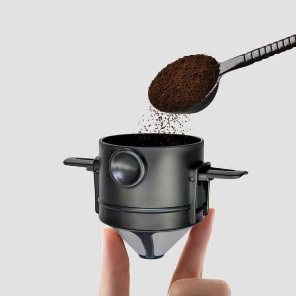 Kokoontaittuva kahvi suodatin kannettava ruostumaton teräs tippa kahvi tee pidike suppilo