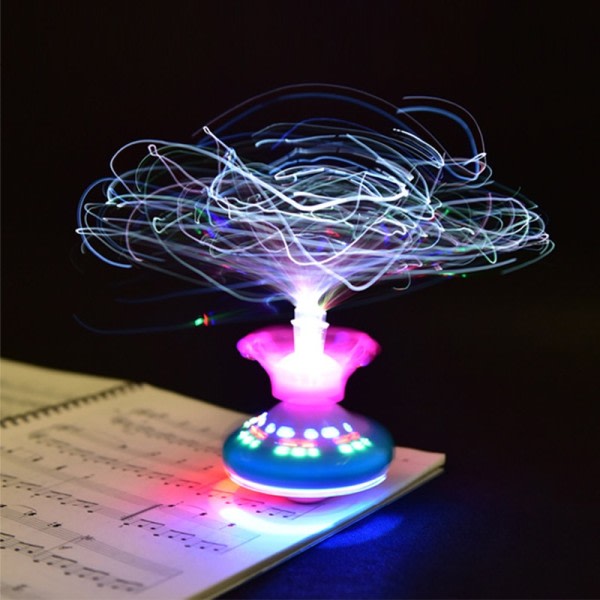 UFO lys leke blits krone fiber elektrisk blits musikk gyro barn's leketøy