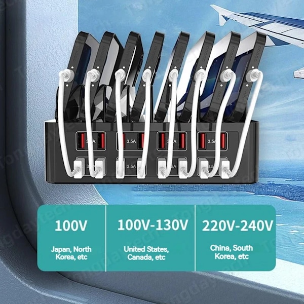 150W Universal Multi USB Rask lader 16 Port 3.5A MAX Ladestasjon Stativ