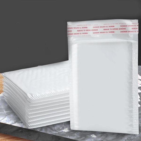 50 bitar Bubble Mailers Vit Poly Bubble Mailer Self Seal Faddered Present påse Förpackning kuvert påsar