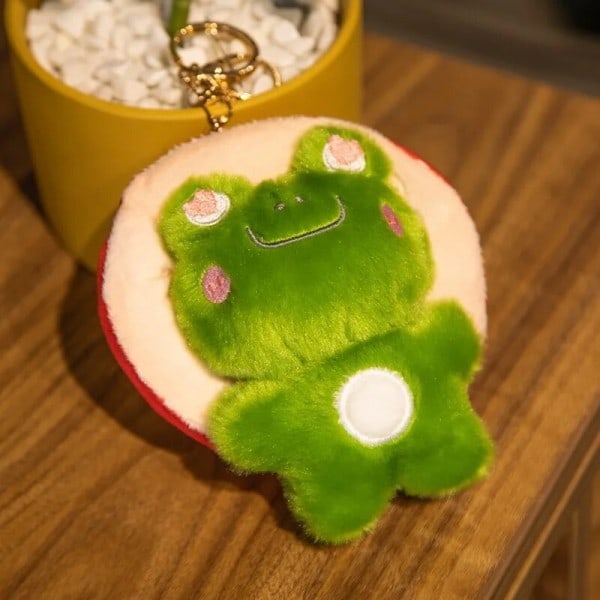 Frø Plushie Legetøj Kawaii Rød Svamp Enkelt Frø Fyldet Blødt Dyr Legetøj Baby Pease Dukke