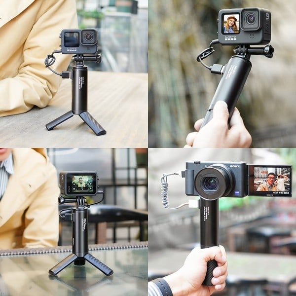 BG-4 Mini Stativ Med5000mAhPower Bank Hand Grip Monopod Bärbart stativ