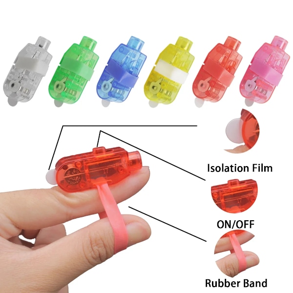 10 stykker LED finger lys 6 farge finger lommelykter