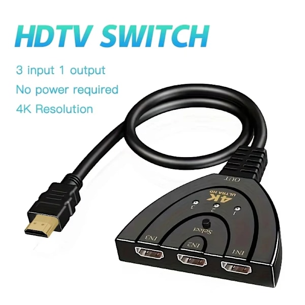 HDMI-kompatibel Switch KVM Splitter 4K 2K 3D 3 ingång 1 Utgång Mini 3 Port VIDeo Switcher
