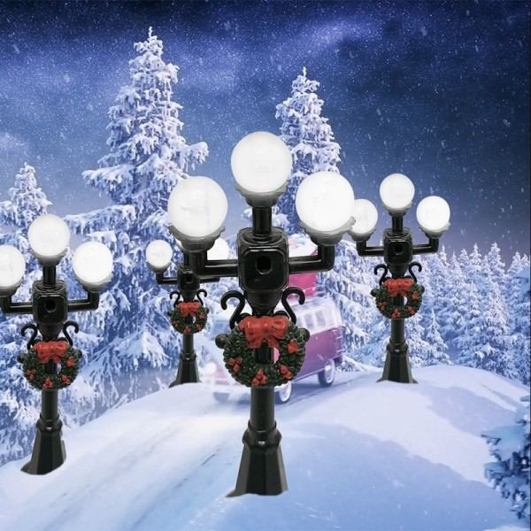Miniatyr jul gate lampe post park benk mini gate lys