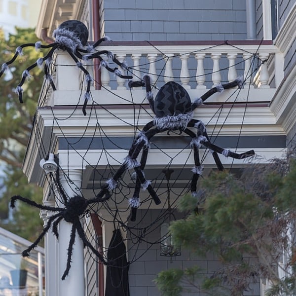 Svart Skrämmande Jätte Spindel Enorm Spindel Web Halloween Dekoration för Hem