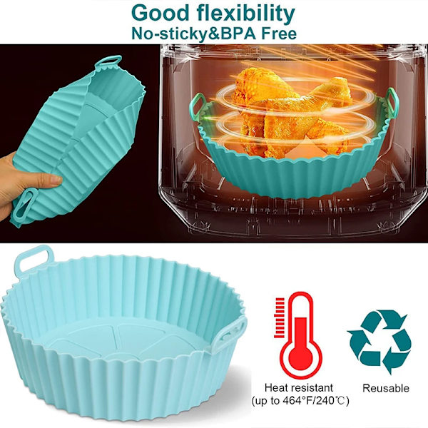 2 bitar 17 cm Silicon Korg Återanvändbar Ugn Bakning Bricka Silicon Form for Air Fryer Pizza Fried Kyckling Korg Air Fryer Tillbehör