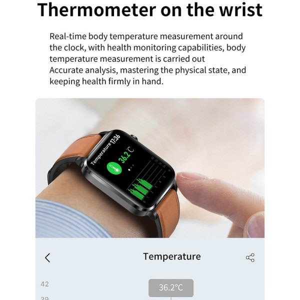 Termometer Smart klokke Menn Sangao Laser Treat Helse Hjerte Rate Blod trykk Sport Smartklokke