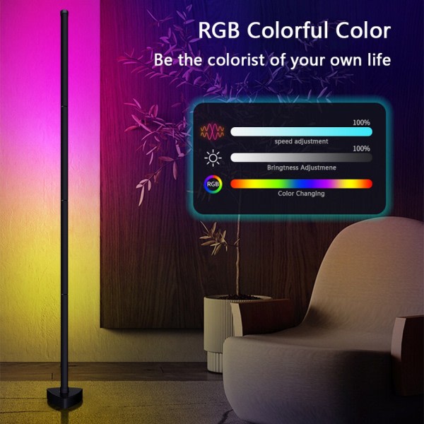 Olohuone himmennettävä kulma lattia lamppu 141cm jalusta Bluetooth RGB LED Mieliala valo