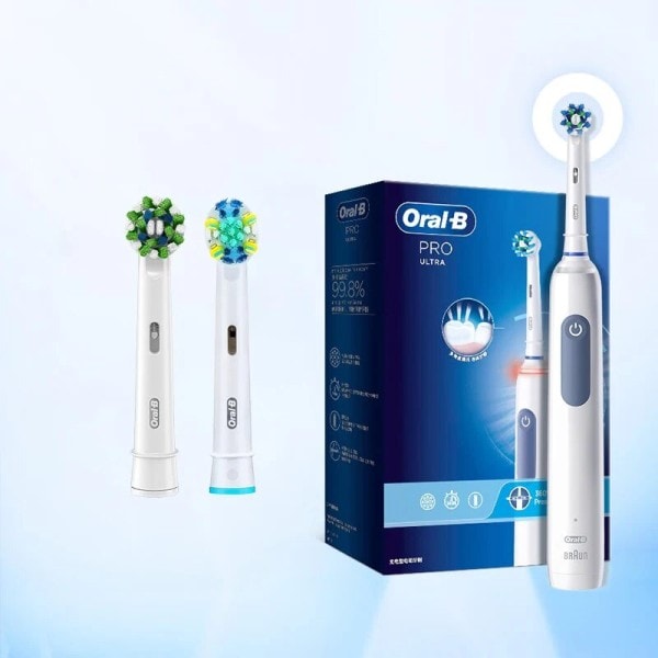 Oral B Pro Ultra Elektrisk Tandbørste Pro 4 Tryk Sensor 48,800 Strokes/Min 2 Min Timer 30s Påmindelse 4 Modes 3 Brush Heads
