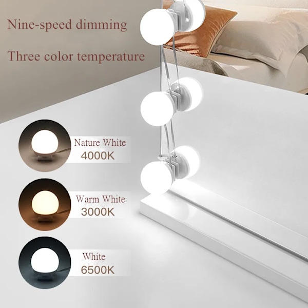 Spegel Ljus Glödlampor Vanity Ljus USB 5V Badrum Kläder Bord Belysning Dimbar LED