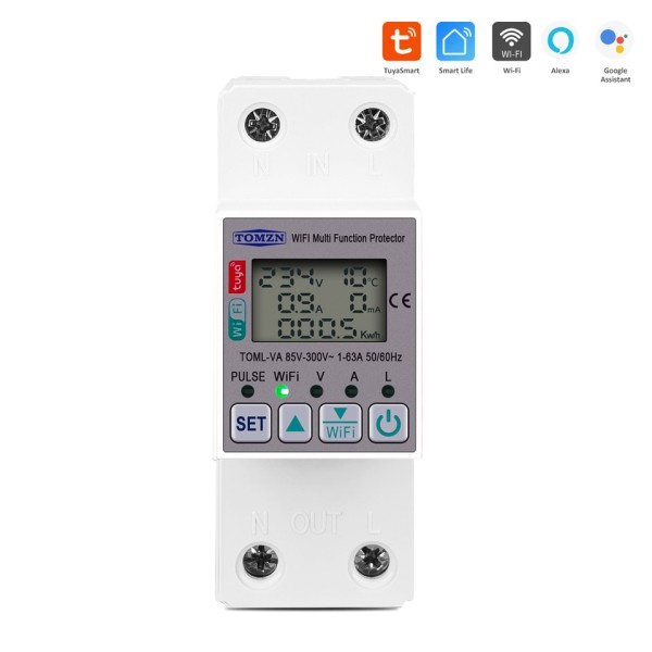 smartlife WIFI Energi Mätare Kwh Mätare brytare Timer med spänning ström och läckageskydd