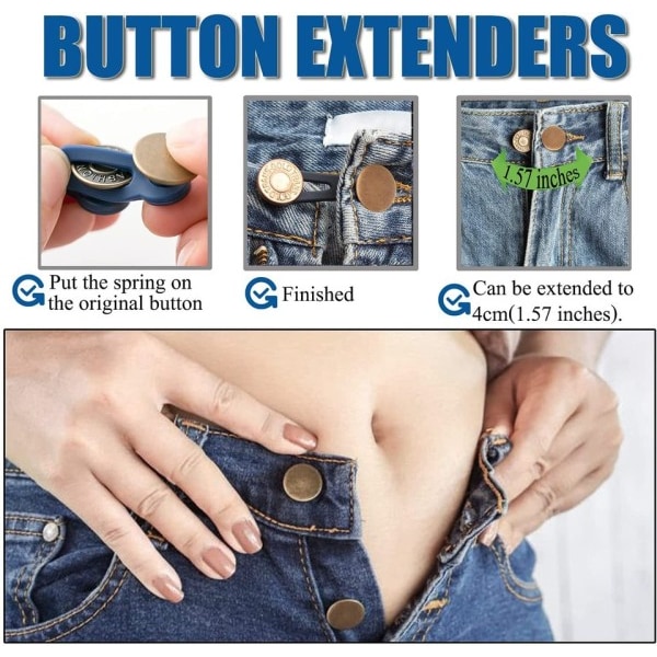 10 st metall knapp förlängare för byxor jeans