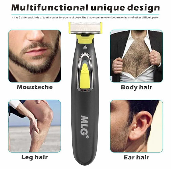 Bärbar hel kropp trimmer USB T formad blad rakhyvel